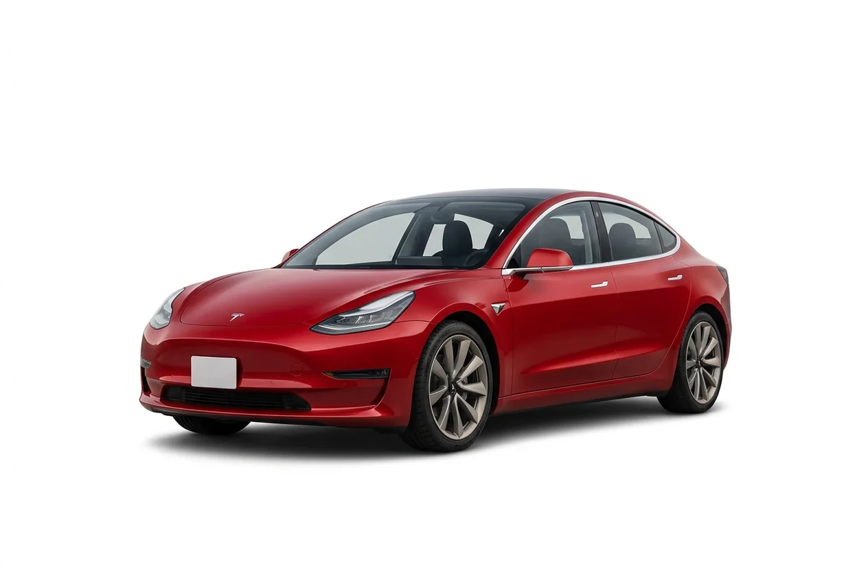 Tesla Model 3 on a white background